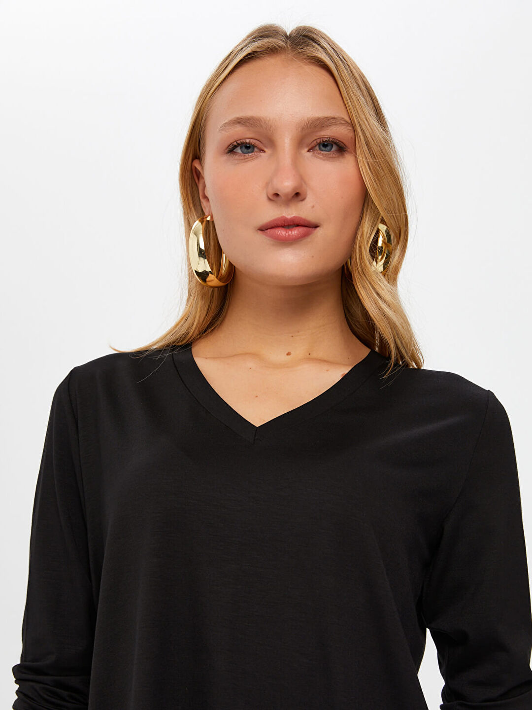 V Yaka Uzun Kol T-Shirt B00012