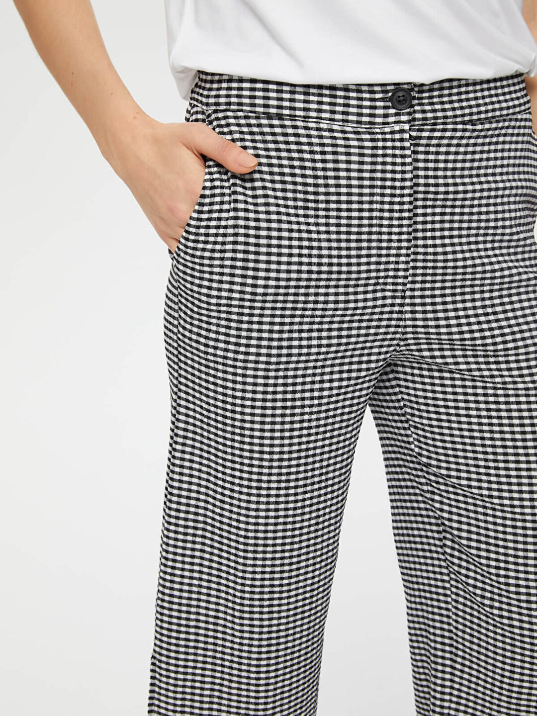 Gıngham Desenli Örme Capri 66214