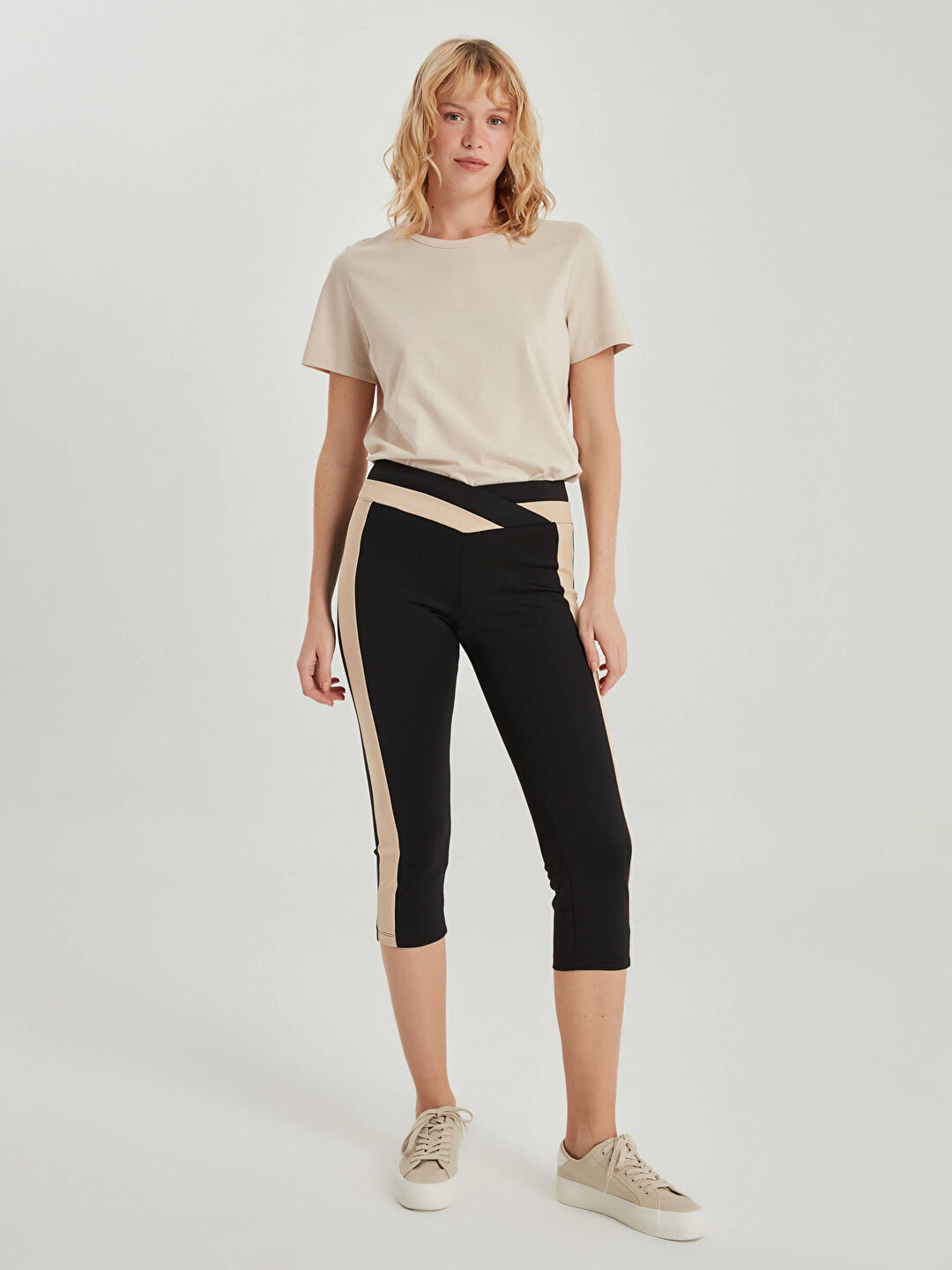 Renk Bloklu Capri Tayt 66586