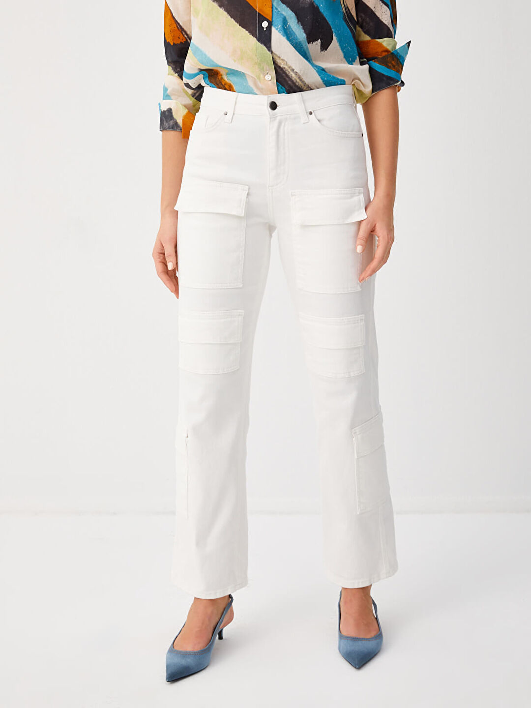 Çok Cepli Straight Fit Jean Pantolon 68464