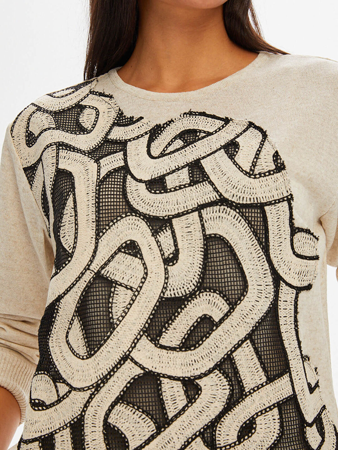 Kumaş Garnili Triko Bluz 68732