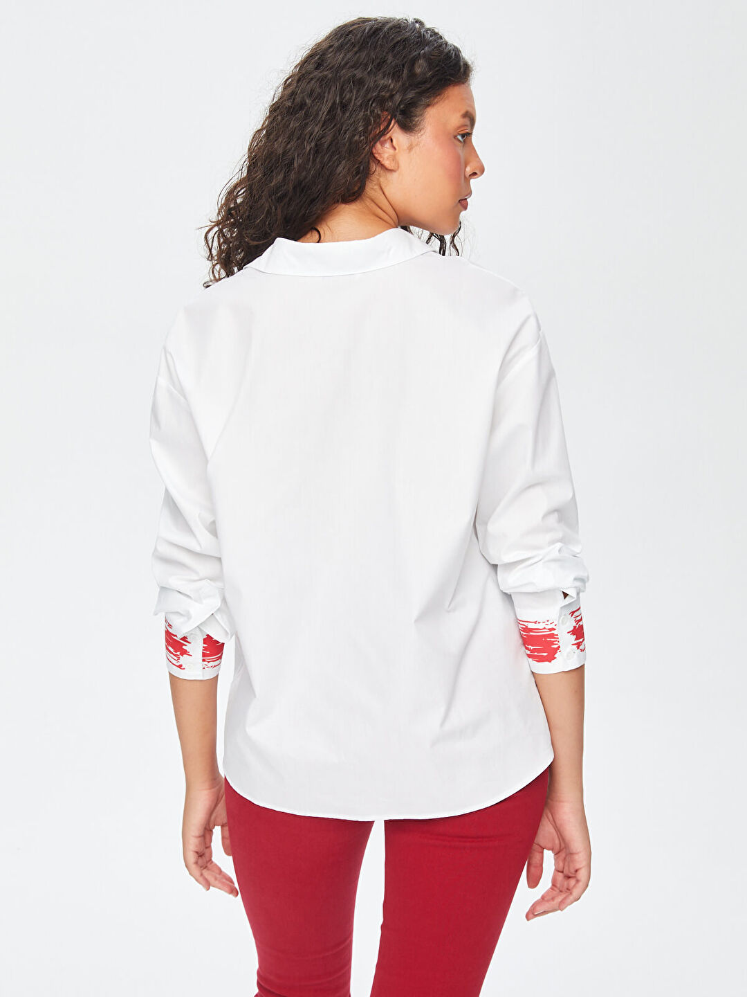 Degrade Baskı Detaylı Poplin Gömlek 69296
