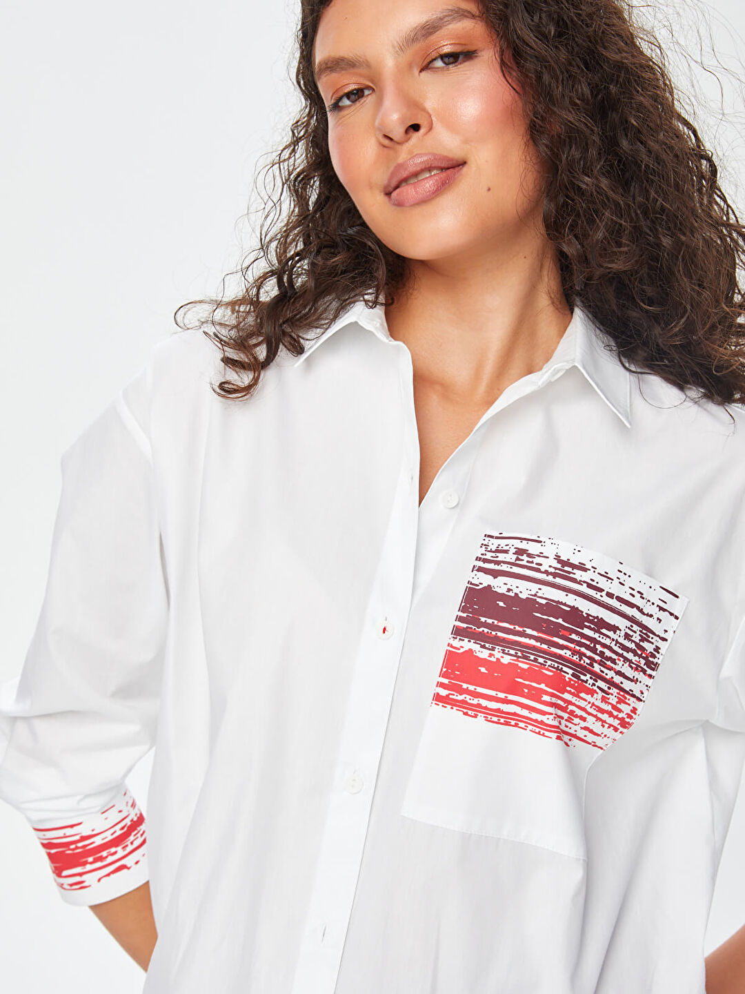 Degrade Baskı Detaylı Poplin Gömlek 69296