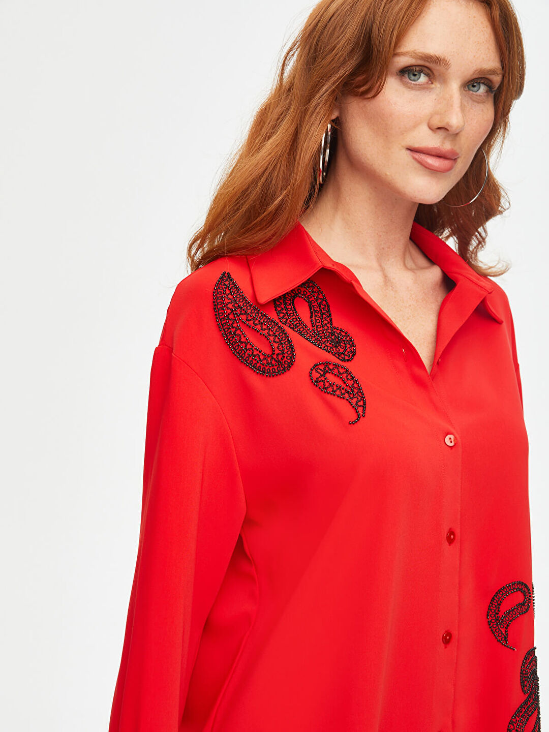 Paisley Boncuk Nakışlı Gömlek 69310