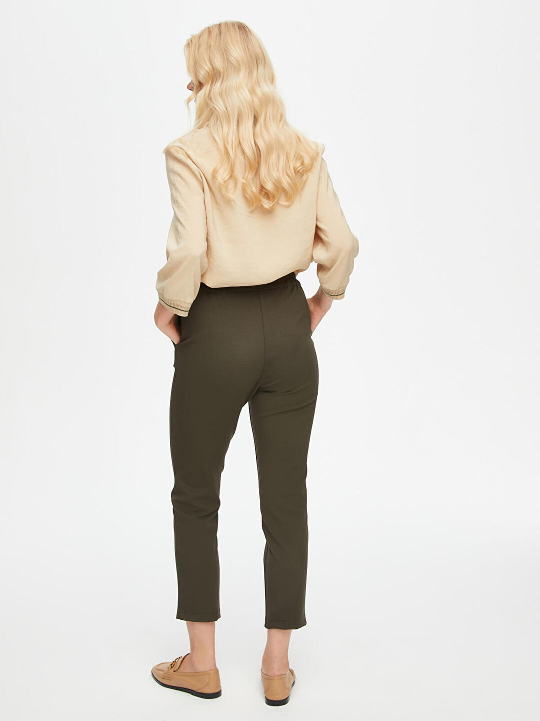 Önü Dikişli Slım Fit Diagonal Doku Örme Pantolon 69485