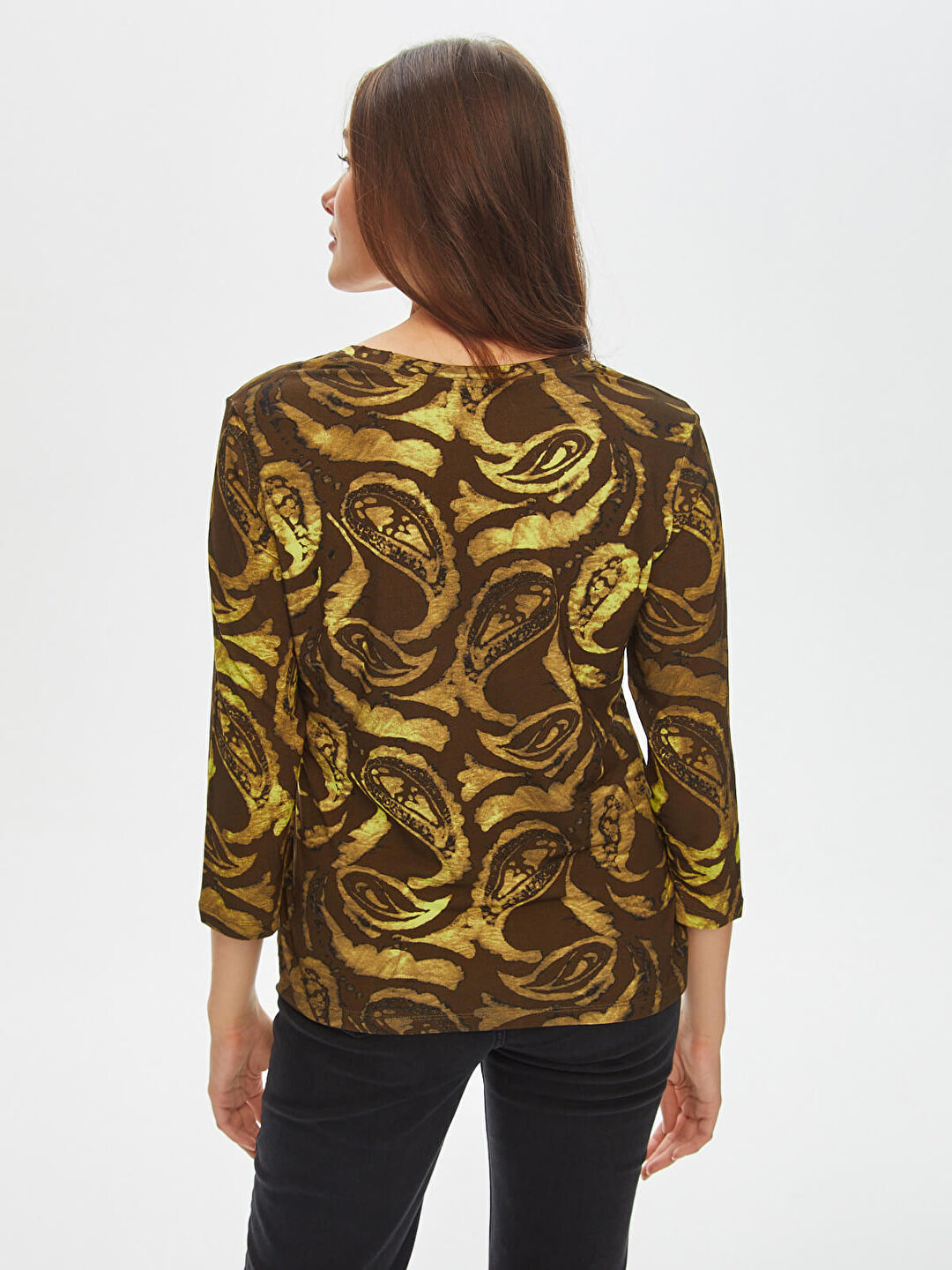 Paisley V Yaka Uzun Kol T-Shirt 69587