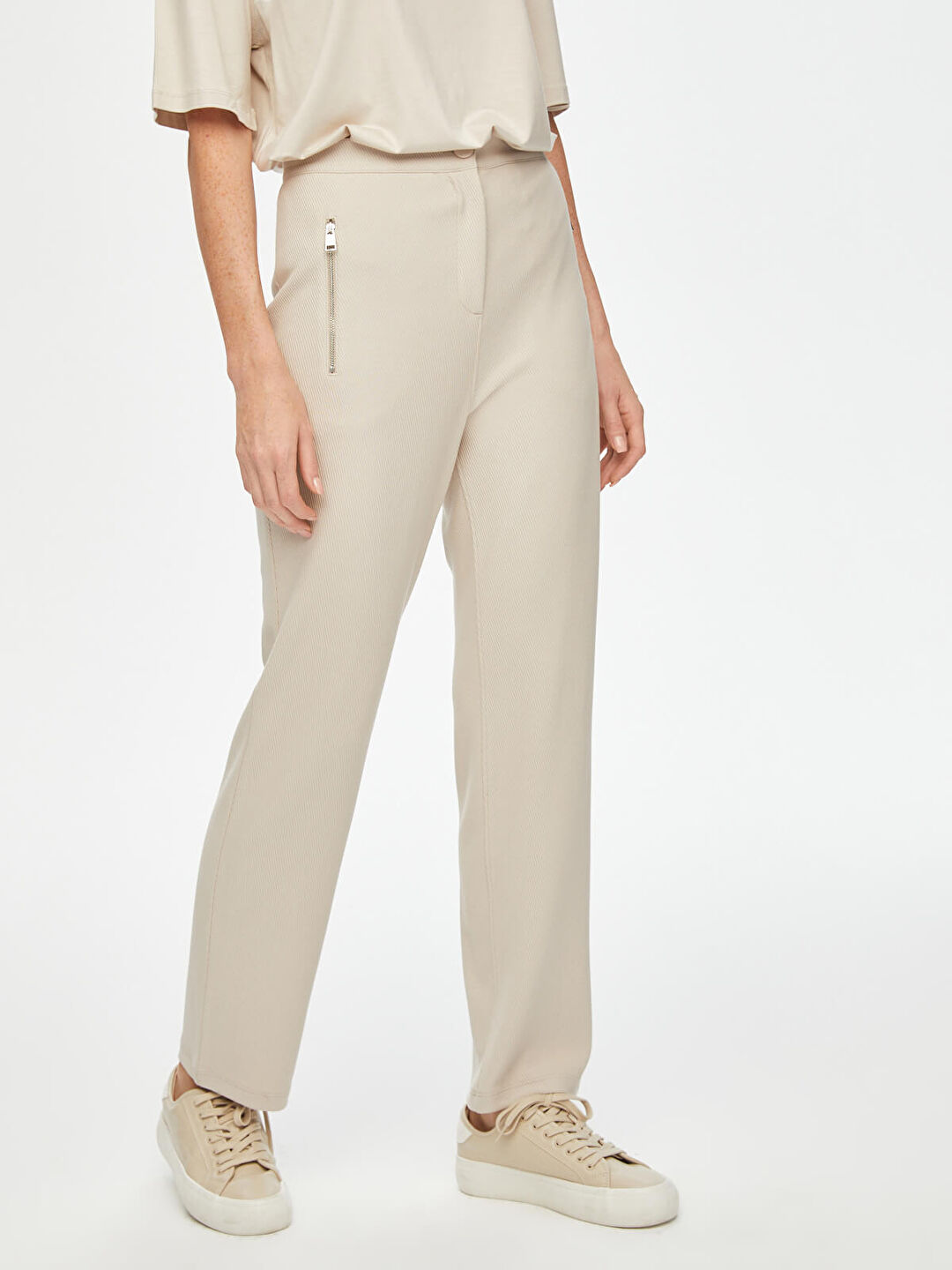 Relax Diagonal Dokulu Slım Fit Örme Pantolon 69763