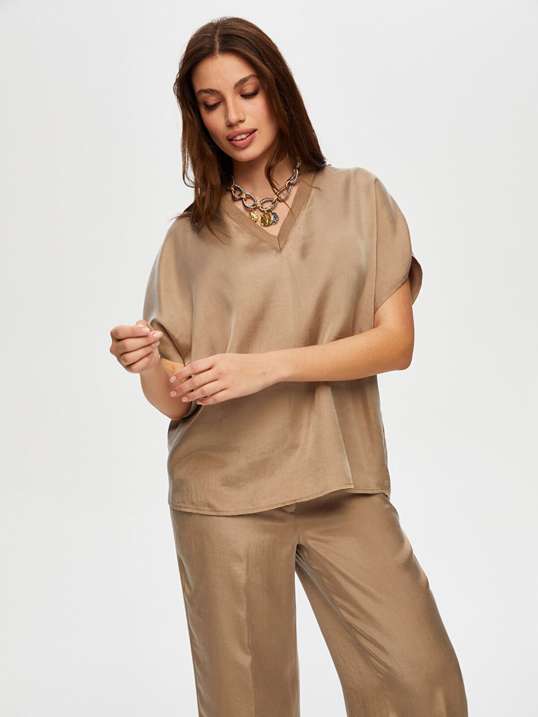 Triko Yakalı Kısa Kol Bluz S25BLZ028