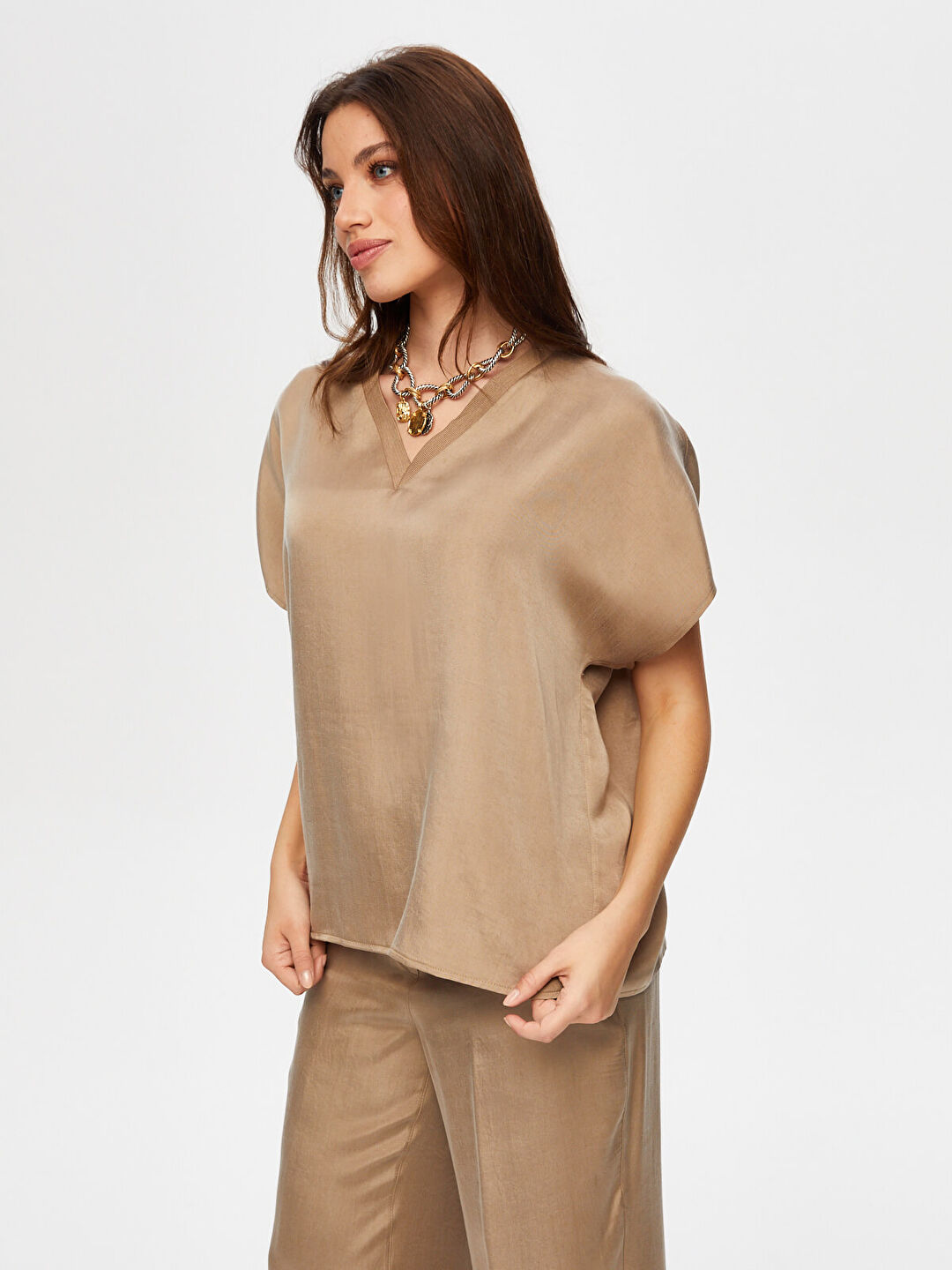 Triko Yakalı Kısa Kol Bluz S25BLZ028