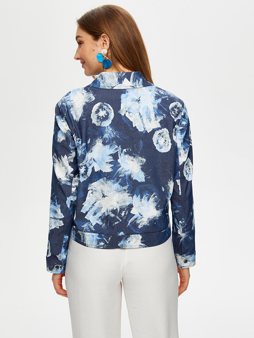 Çiçek Desenli Jean Ceket S25JCK003