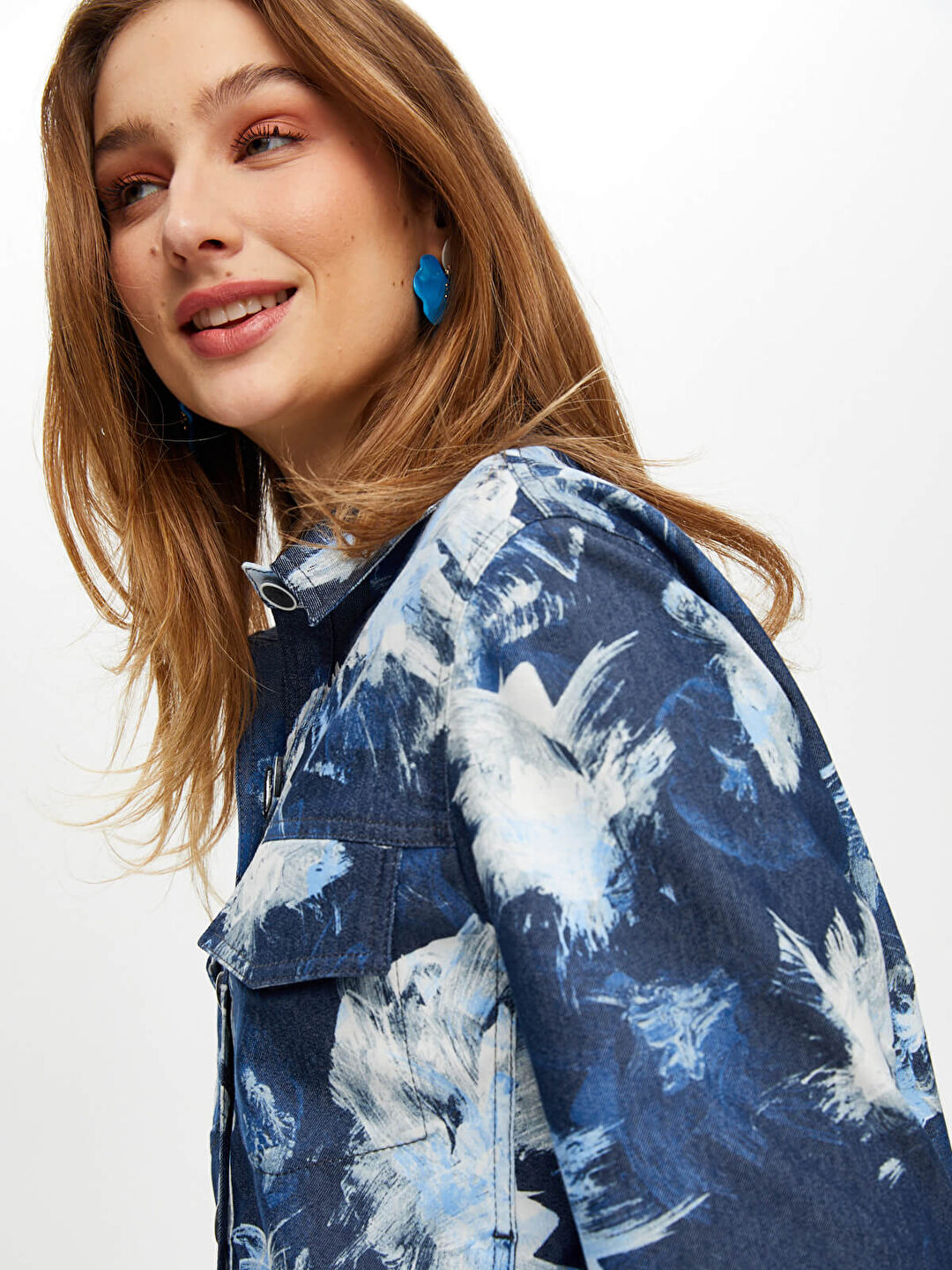 Çiçek Desenli Jean Ceket S25JCK003