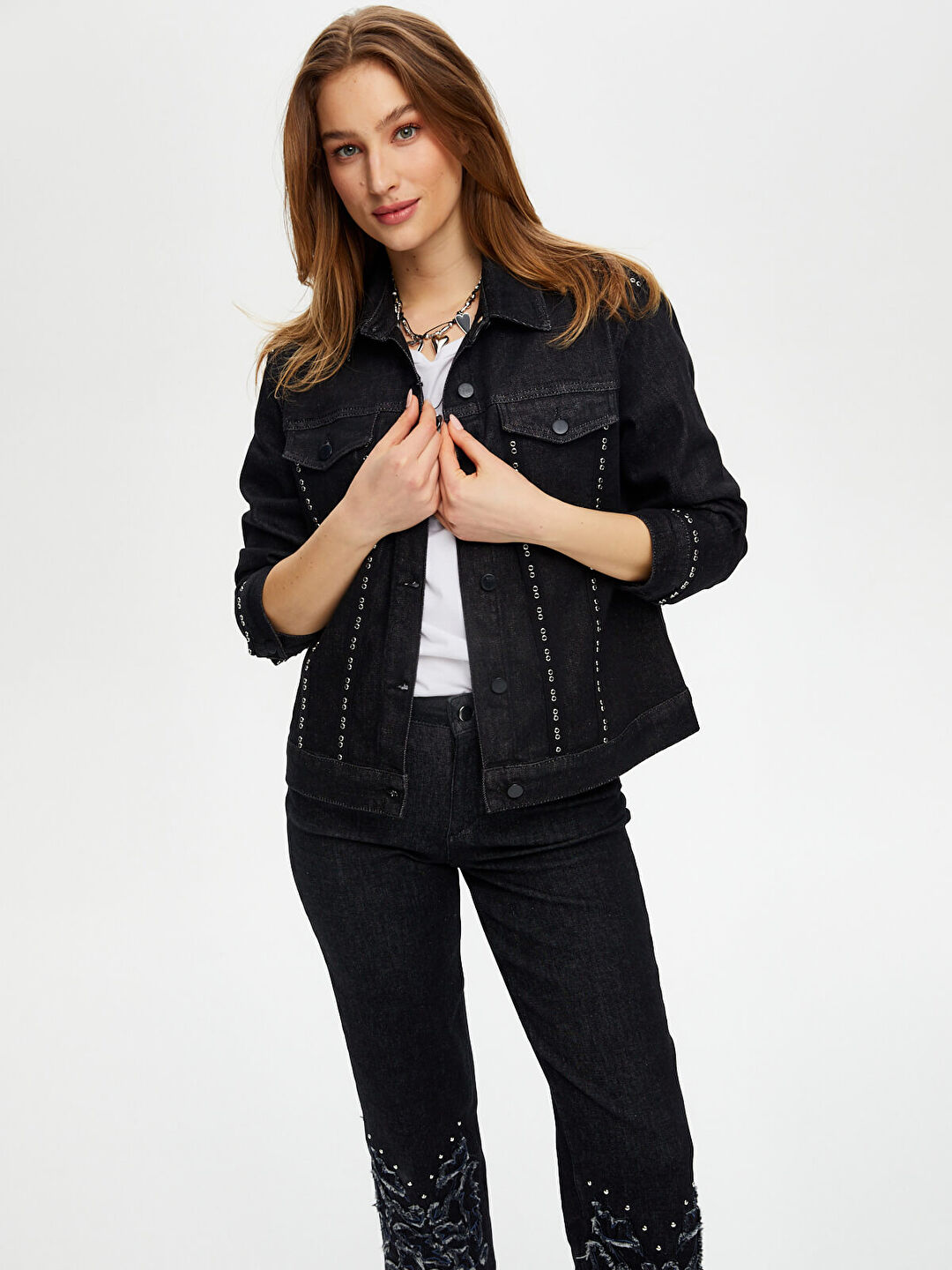 Önü Taş Detaylı Jean Ceket S25JCK004