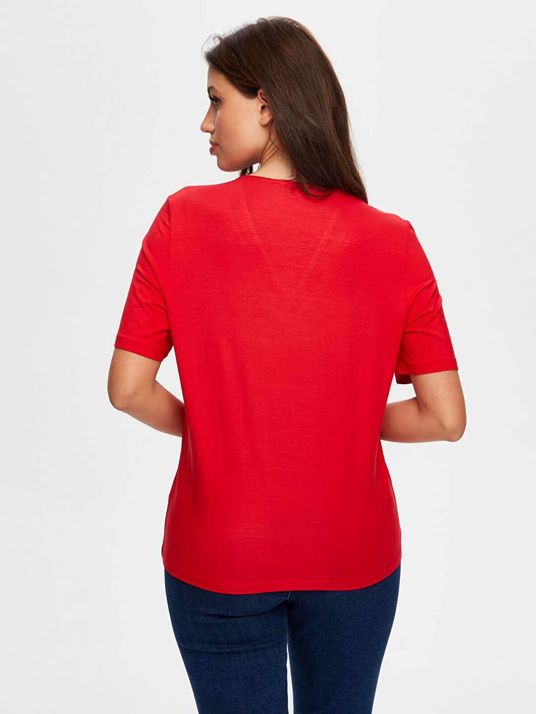 Zincir Şertili V Yaka Kısa Kol T-Shirt S25TSH064