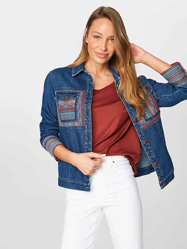 Desenli Jean Ceket 38200